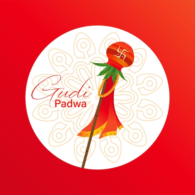 Vector gudi padwa. nieuwjaarsdag van de chaitra-maand in de hindoeïstische kalender gevierd als een gudi padwa.