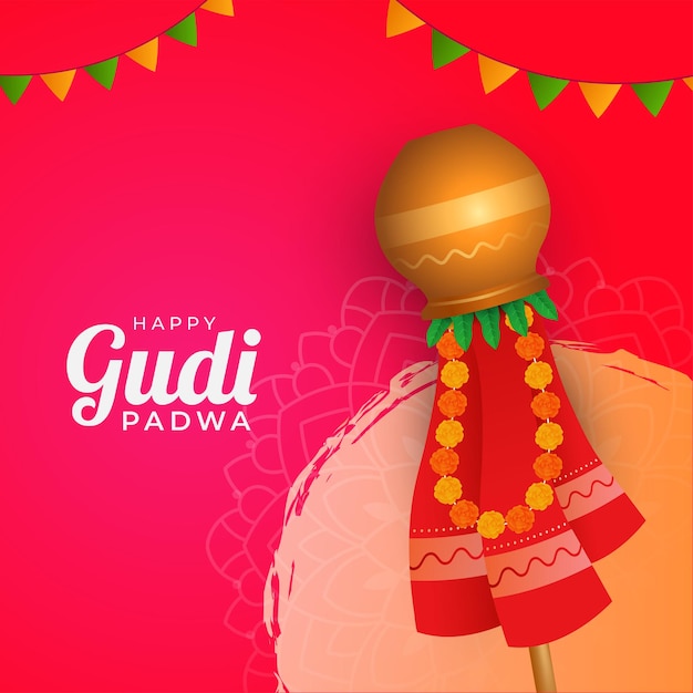 Vector gudi padwa religious indian new year celebration background