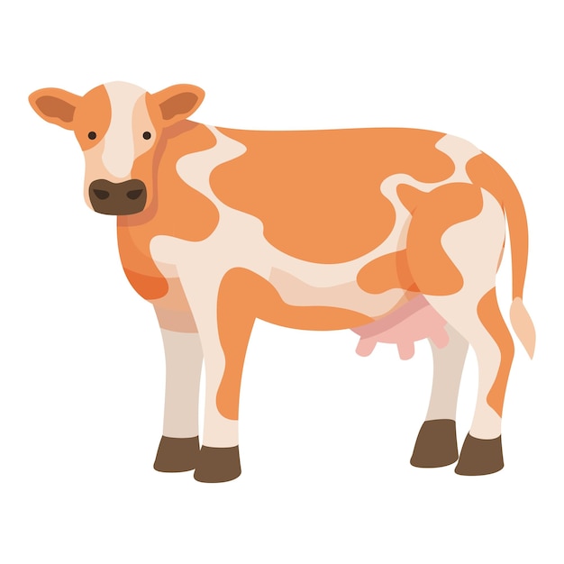 Vector guernsey cow icon cartoon vector farm breed eat grass