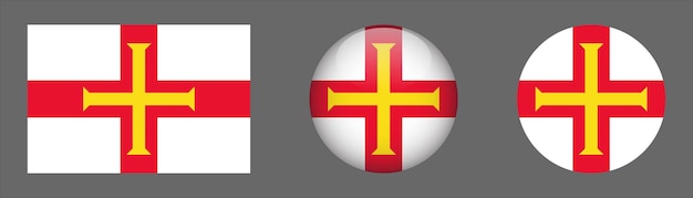 Guernsey Flag Set Collection Vector