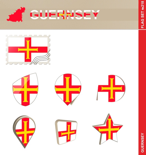 Guernsey flag set flag set 218 vettore