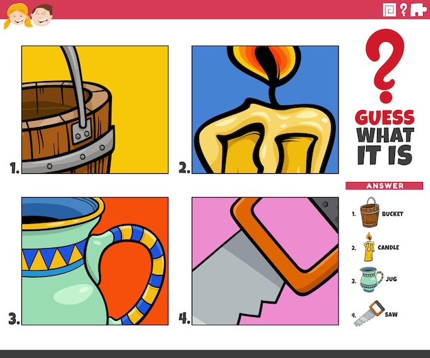 Guess the objects cartoon educational game for children