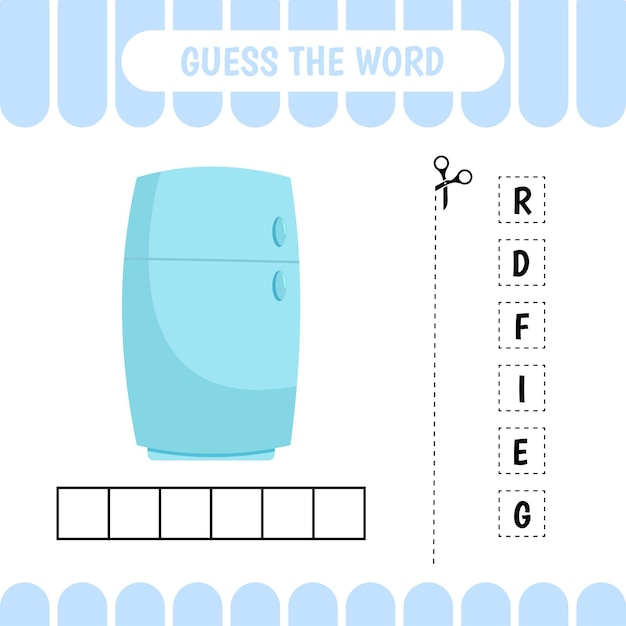 Guess the word educational learning game for preschool kids Fridge Activity page Word puzzle Developing worksheet