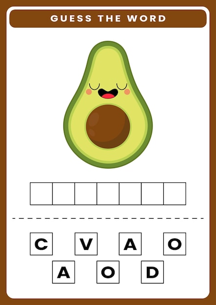 Guess the word worksheet for kids