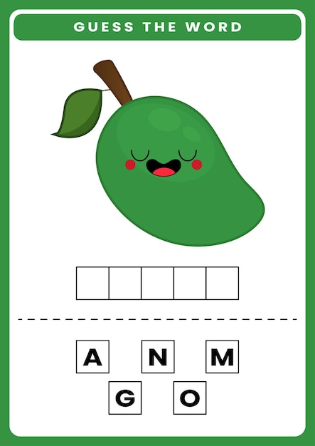 Guess the word worksheet for kids