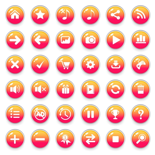 GUI buttons icons set for game interfacesGUI buttons wood icons set for game interfaces