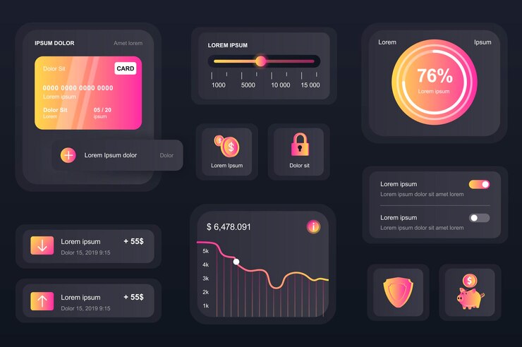 Vector gui elements for banking mobile app