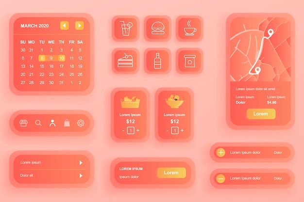 Vector gui elements for food delivery mobile app