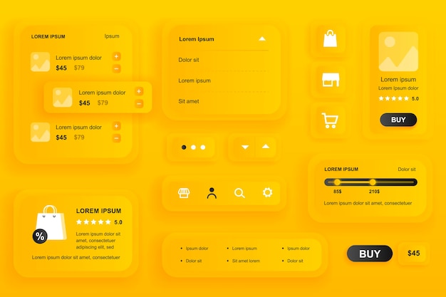 Vector gui elements for shopping mobile app