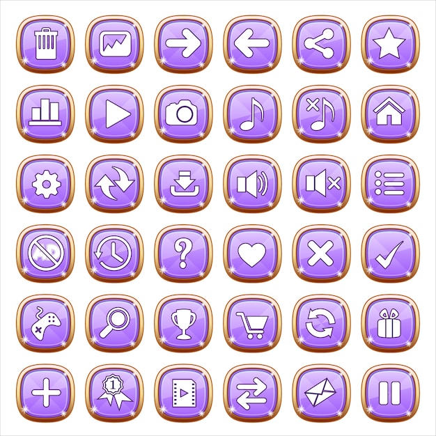 GUI knoppen sieraden op paars licht.