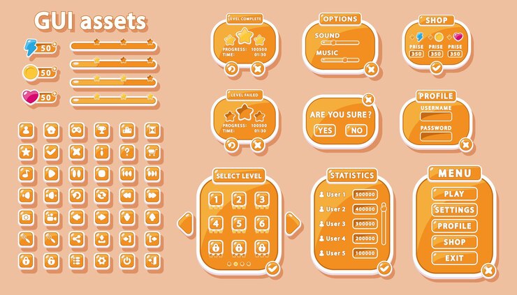 Vector gui set for the design of the user interface of games and applications