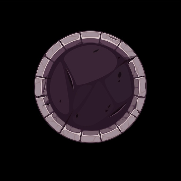 Vector gui stone border for app icon, round gray old avatar template for game.