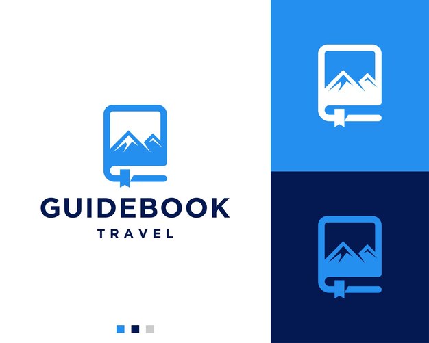Guidebook travel with mountain logo design