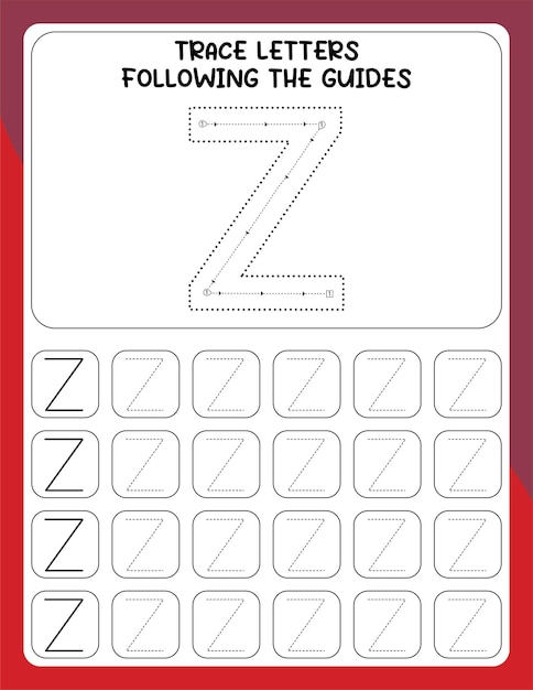 Guided letter tracing workbook letter - z