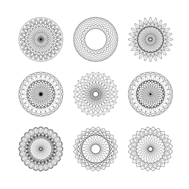 Guilloche decoratieve elementen Vector set van frames voor vouchers diploma's en certificaten