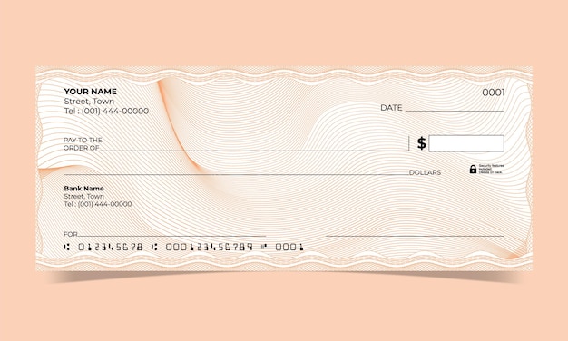 Vector guillocheblank bank check design waves line vector design guilloche pattern gift cheque certificate