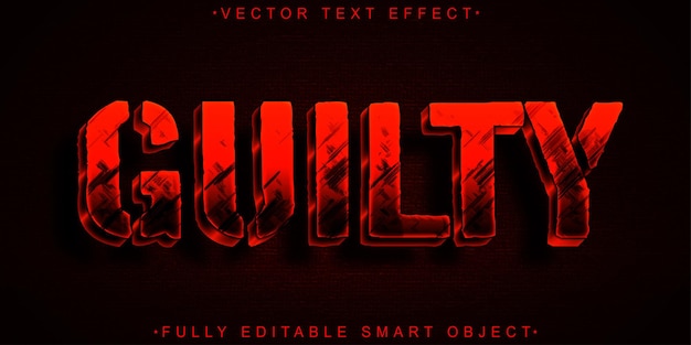 Guilty Red Killer Vector 完全に編集可能なスマートオブジェクトテキスト効果