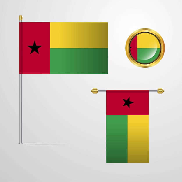Guinea bissau waving flag design with badge vector
