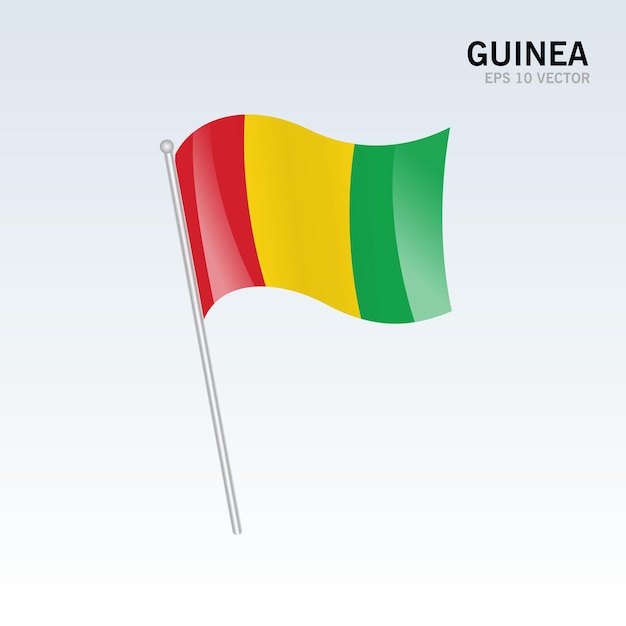 Bandiera della guinea-bissau sventolante isolata su gray