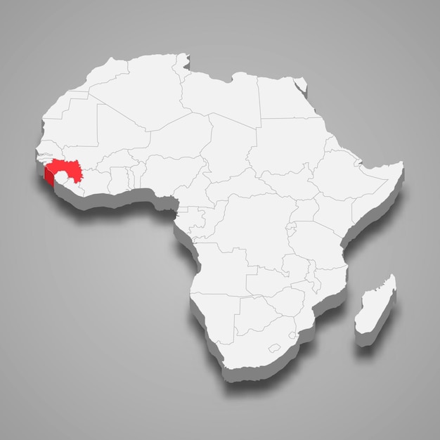 Vector guinea country location within africa 3d map