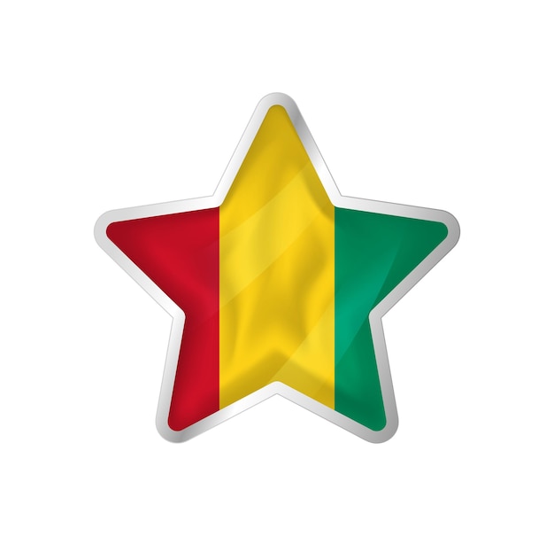 Vector guinea flag in star. button star and flag template. easy editing and vector in groups. national flag