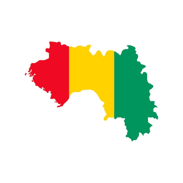 Силуэт карты гвинеи с флагом на белом фоне