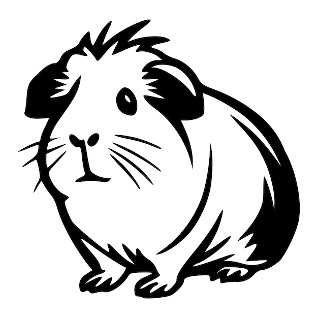 Guinea pig clipart black outlines vector illustration