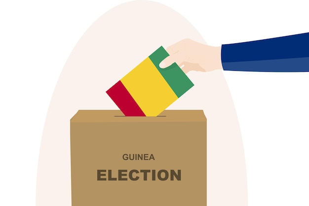 ギニア投票概念男の手と投票箱選挙日ギニア フラグ ベクトル