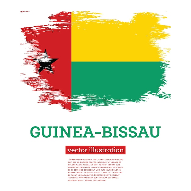 GuineaBissau Flag with Brush Strokes Independence Day