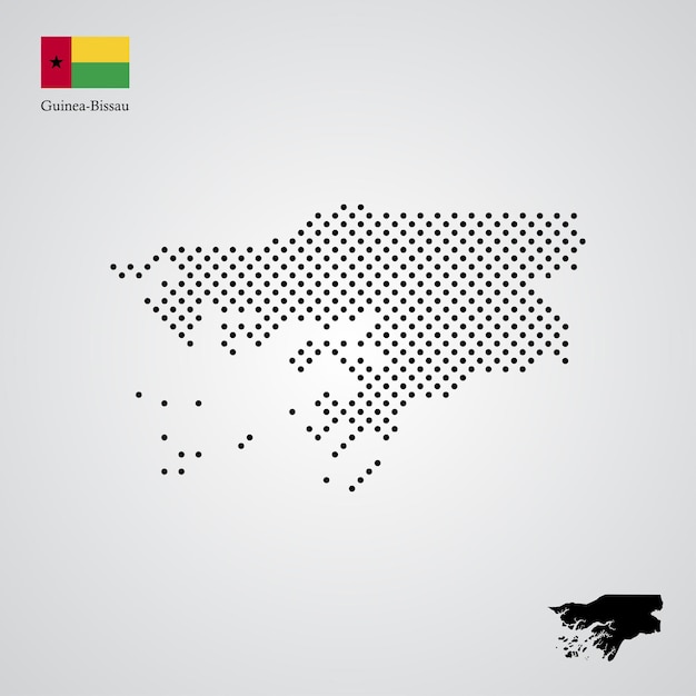 GuineaBissau map silhouette halftone style