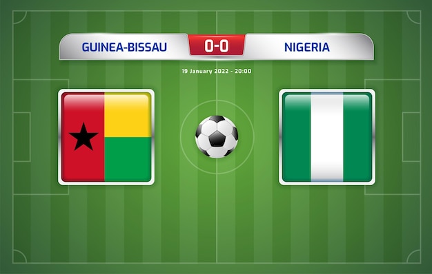 Il tabellone segnapunti guineabissau vs nigeria trasmette sport calcio calcio torneo africano 2021 gruppo d