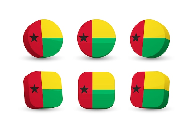 Guinee-Bissau vlag 3D-vector illustratie knop vlag van Guinee-Bissau geïsoleerd op wit