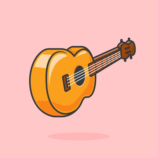 Vector guitar acoustic music cartoon vector icon illustration music object icon concept isolated flat