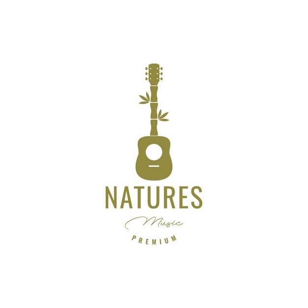 Guitar bamboo logo design vector