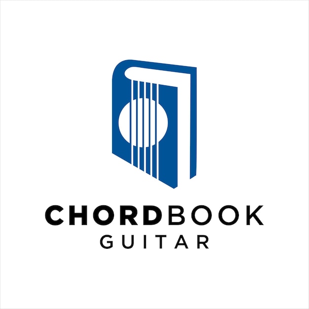 Guitar book vector logo design abstract guitar chord magazine book music school lesson education