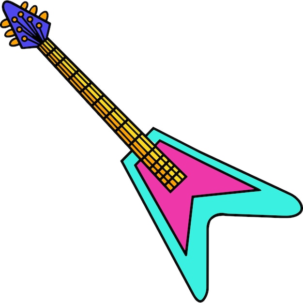 Guitar Cartoon Colored Clipart Illustration