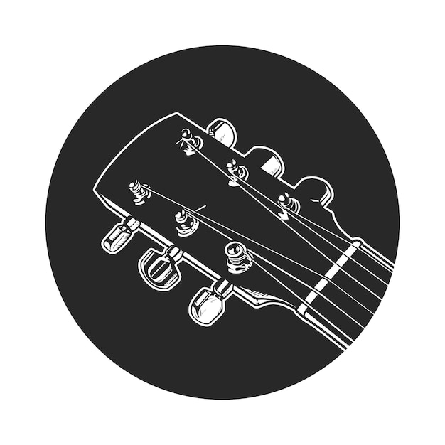 Vettore illustrazione del vettore della testa della chitarra icona della testa della chitarra logo aziendale del chitarrista concetto di logo del musicista