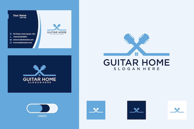 Дизайн логотипа дома гитары и визитная карточка