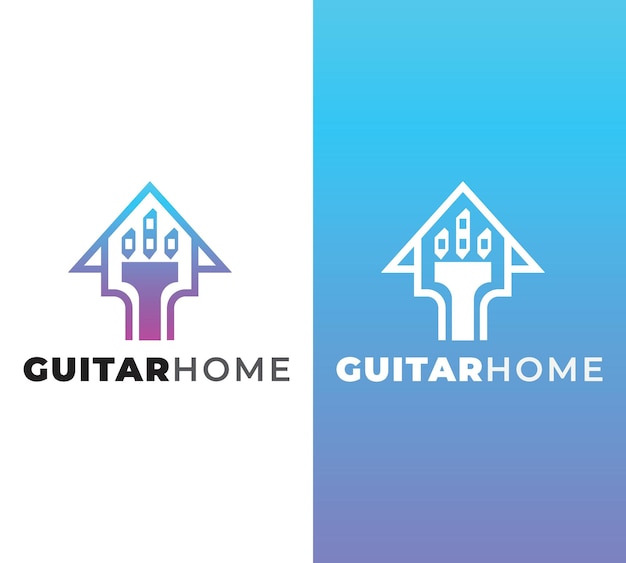 ベクトル ホーム ギター ミニマリスト ギター ロゴ 家の形のロゴ