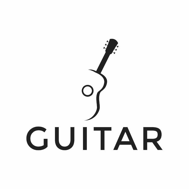 Guitar instrument simple logo design inspiration