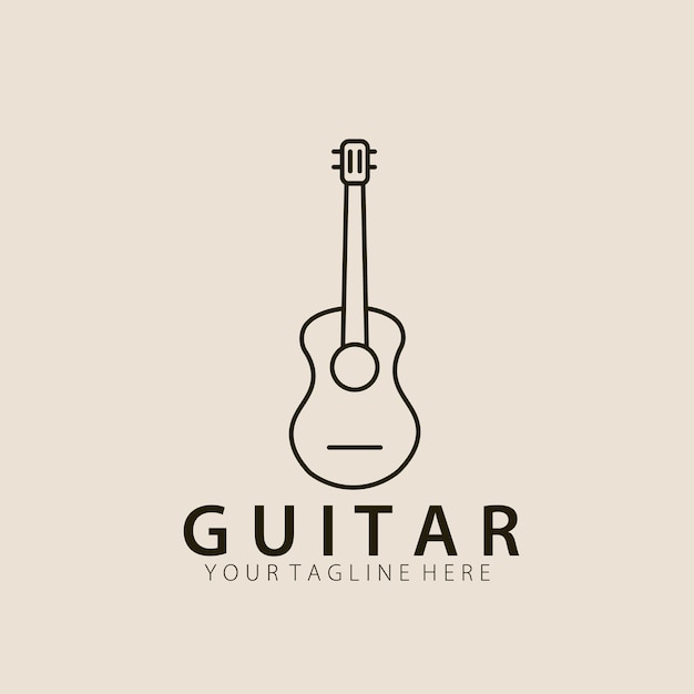 guitar line art logo icon and symbol vector illustration design