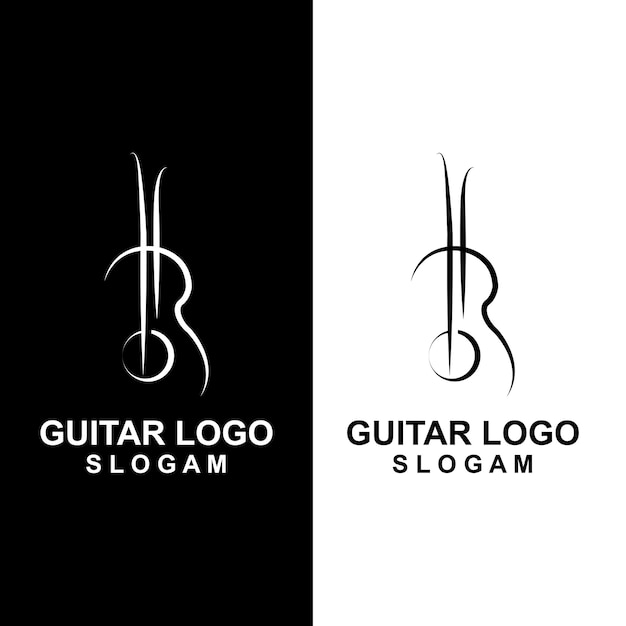 Illustrazione dell'icona del vettore dello strumento musicale per il design del logo della chitarra