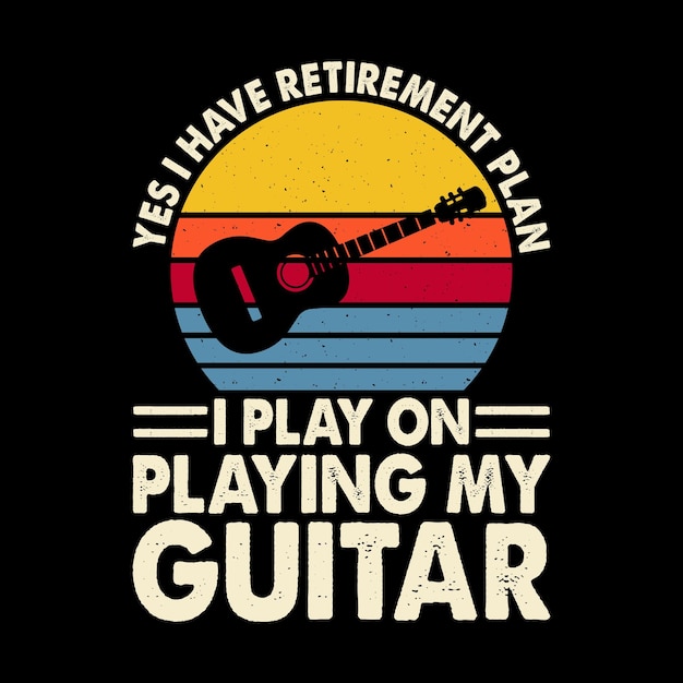 ギター・ラバー 楽しい引退年金 引退レトロヴィンテージ 引退Tシャツデザイン