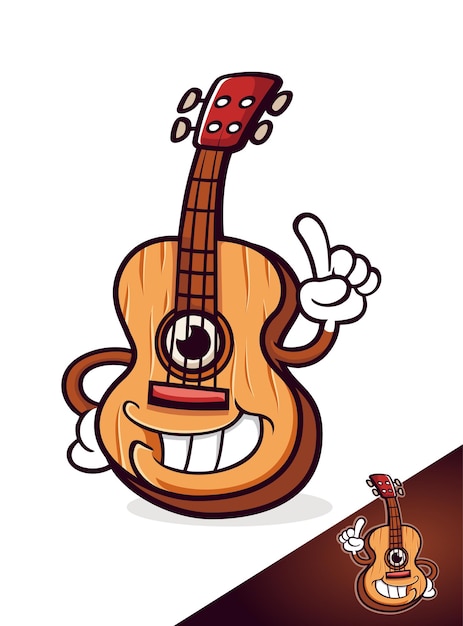 Vector guitar music cute cartoon characters