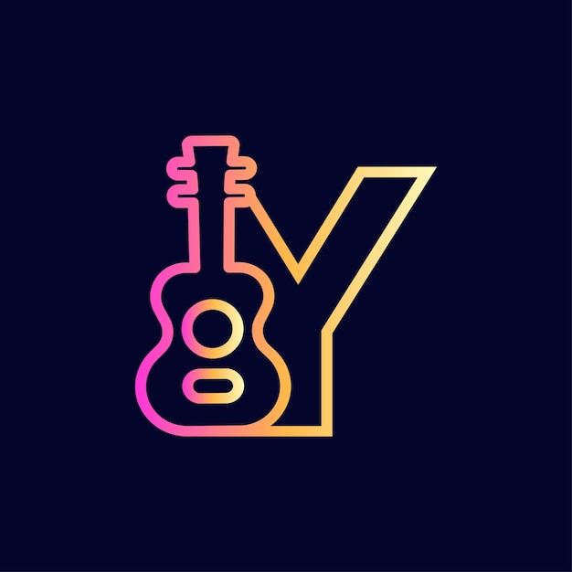 guitar music logo design brand letter Y