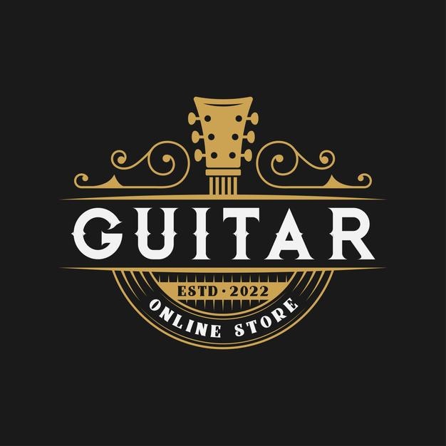 Vector guitar music vintage retro logo