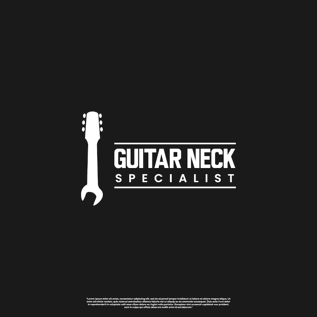 Guitar neck repair guitar neck service guitar neck specialist logo guitar neck combine with wrench