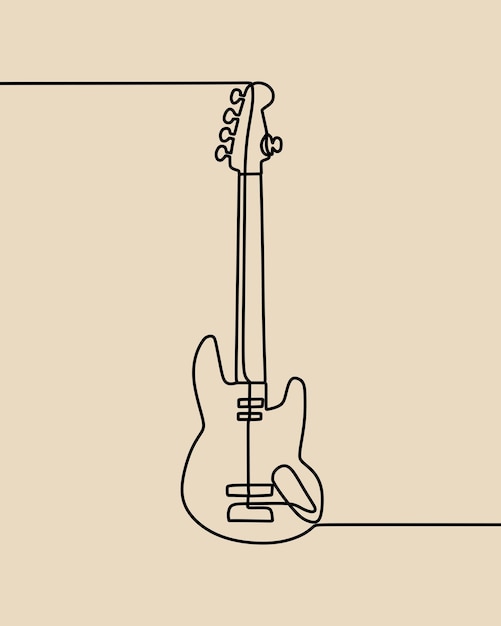 Vector guitar in one line art