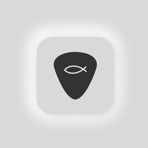 Guitar pick with the image of a Christian fish icon Mediator for playing the guitar illustration symbol plectrum vector
