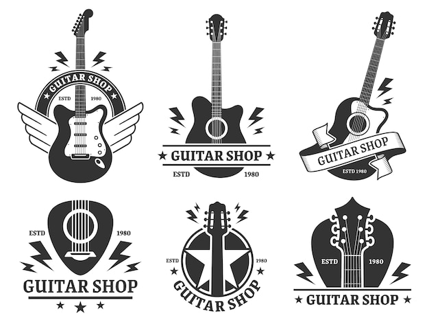 Vector guitar shop badges